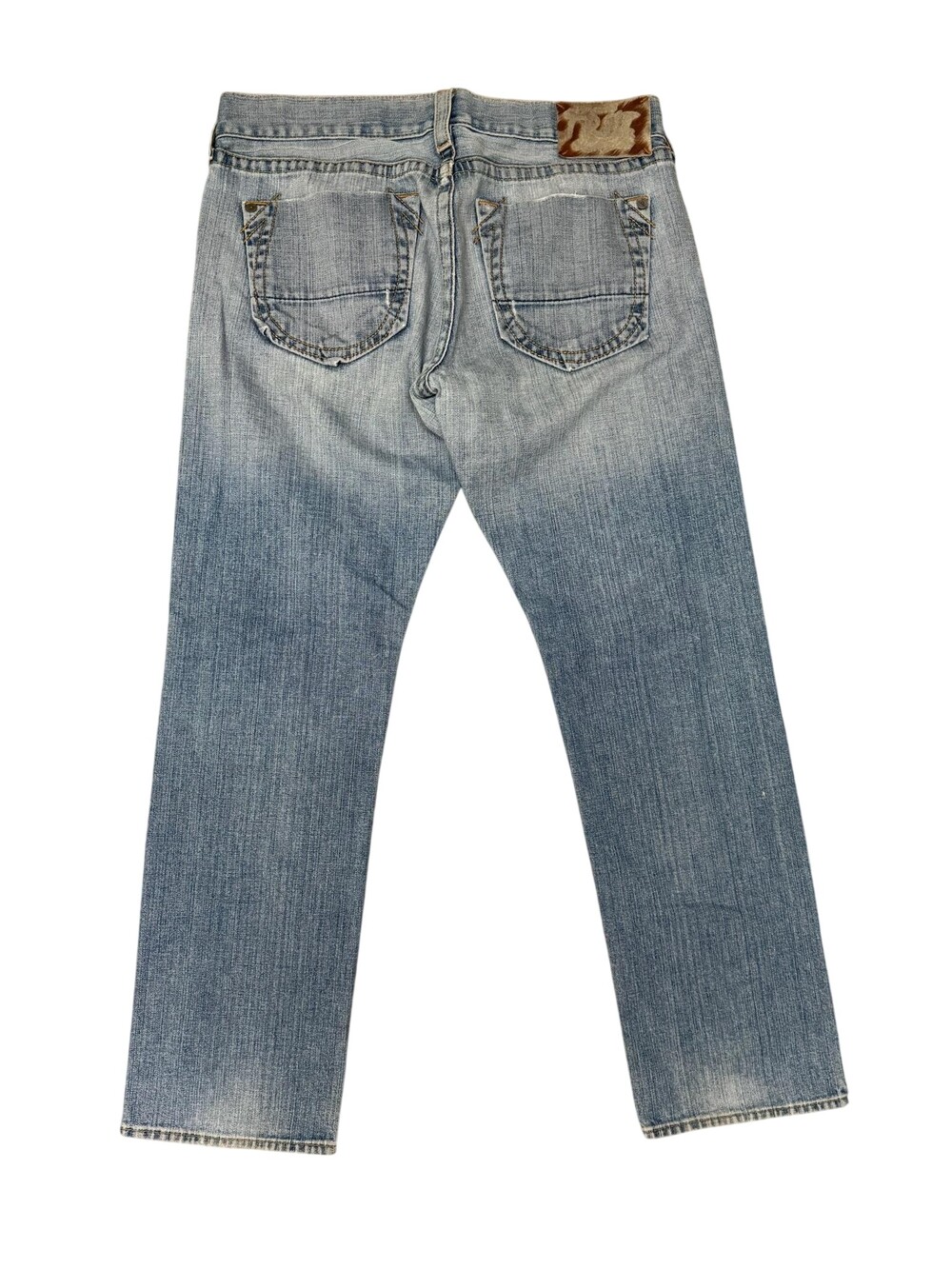 Vintage y2k True Religion Geno Jeans Mens 37x32 Blue Light Wash Straight Fit USA